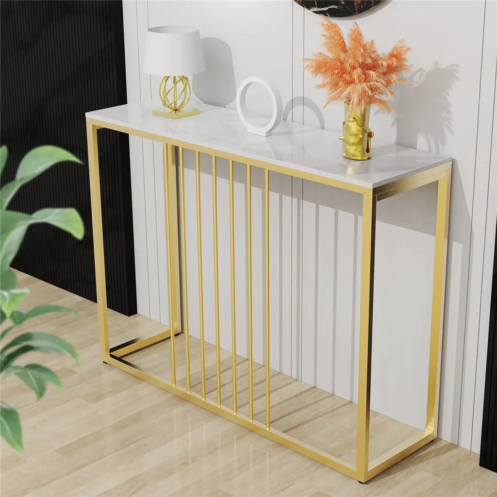 100Cm Real Marble Console Table Slim Industrial