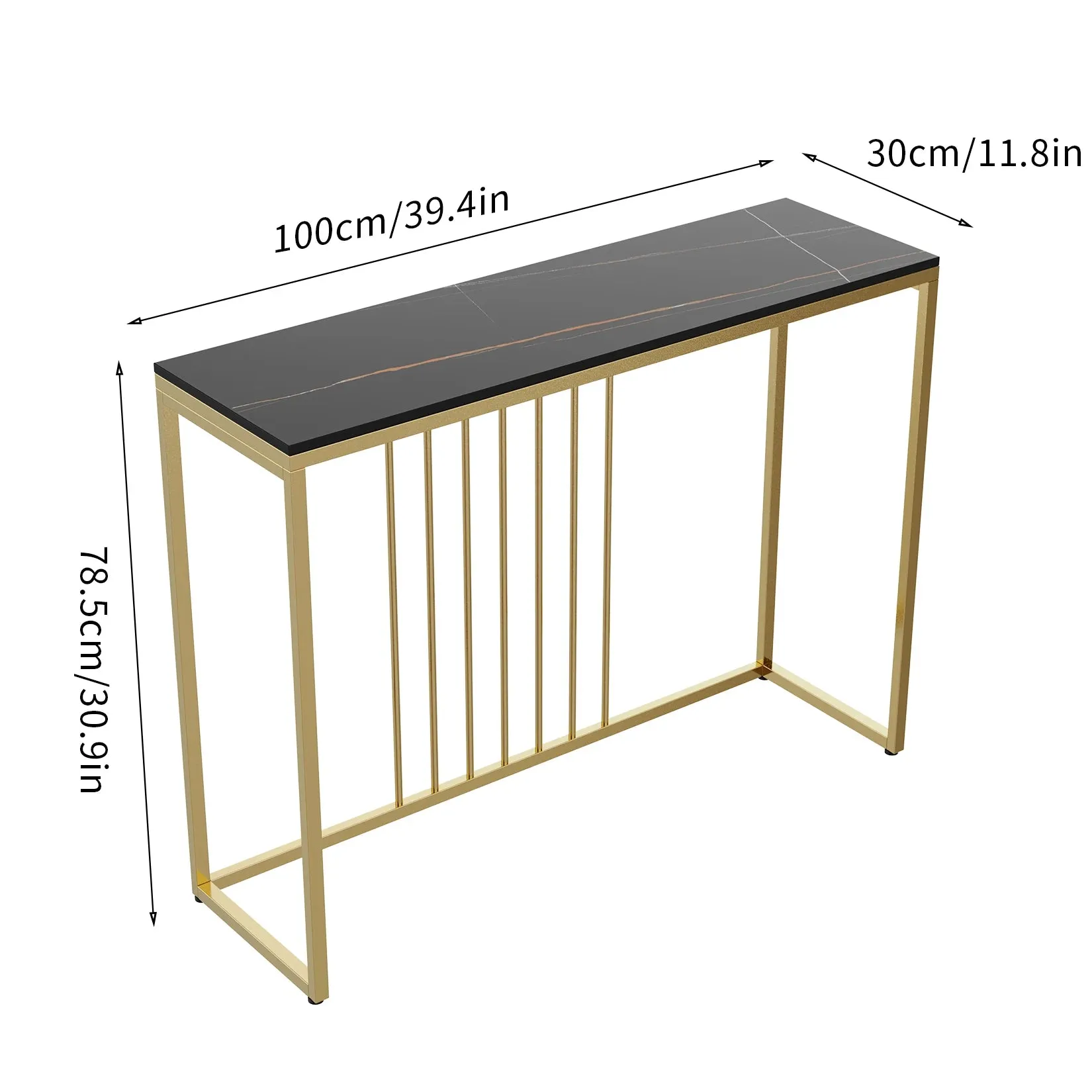 100Cm Real Marble Console Table Slim Industrial