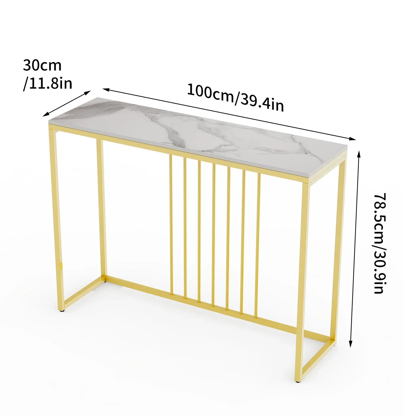 100Cm Real Marble Console Table Slim Industrial