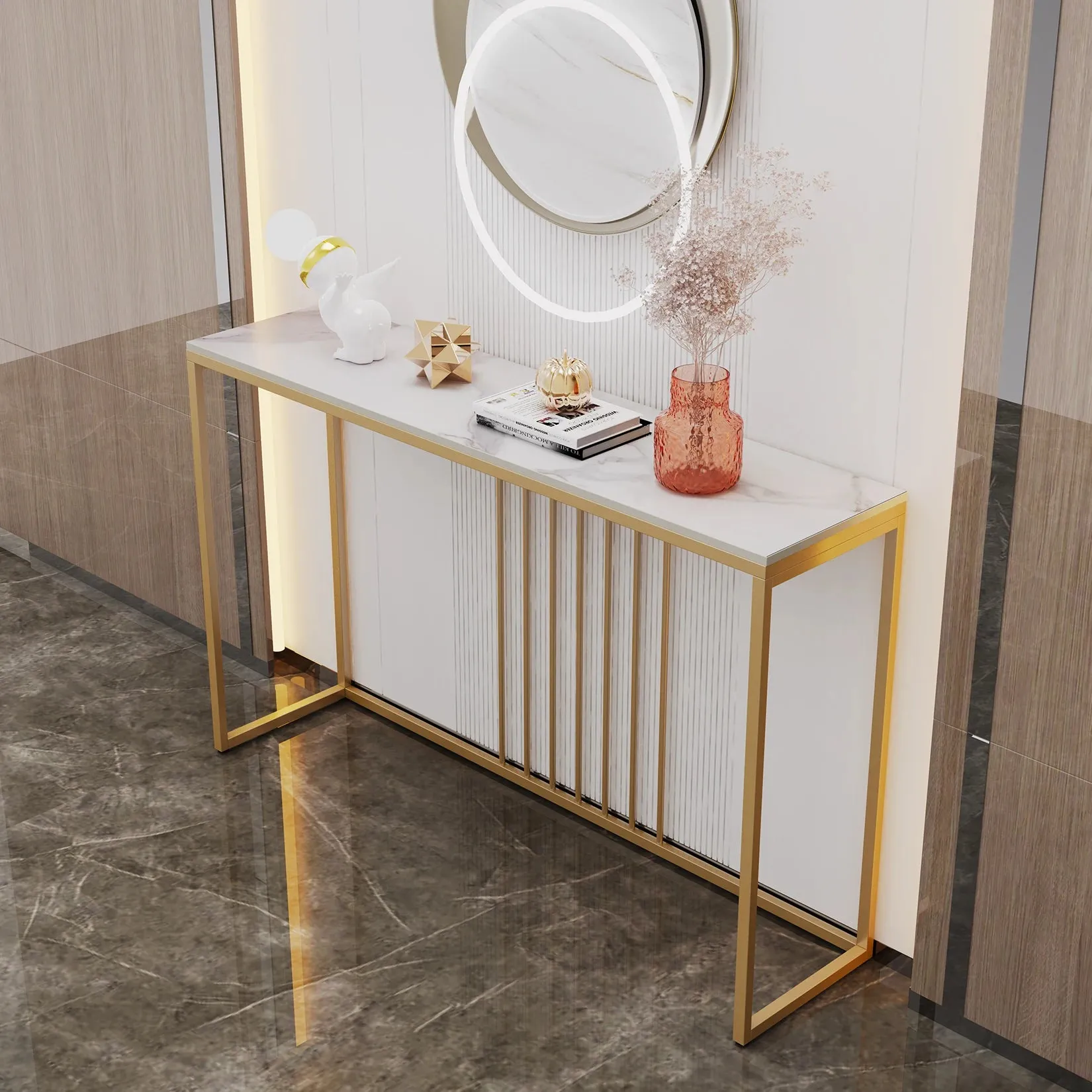 120Cm Modern Marble Slim Console Table