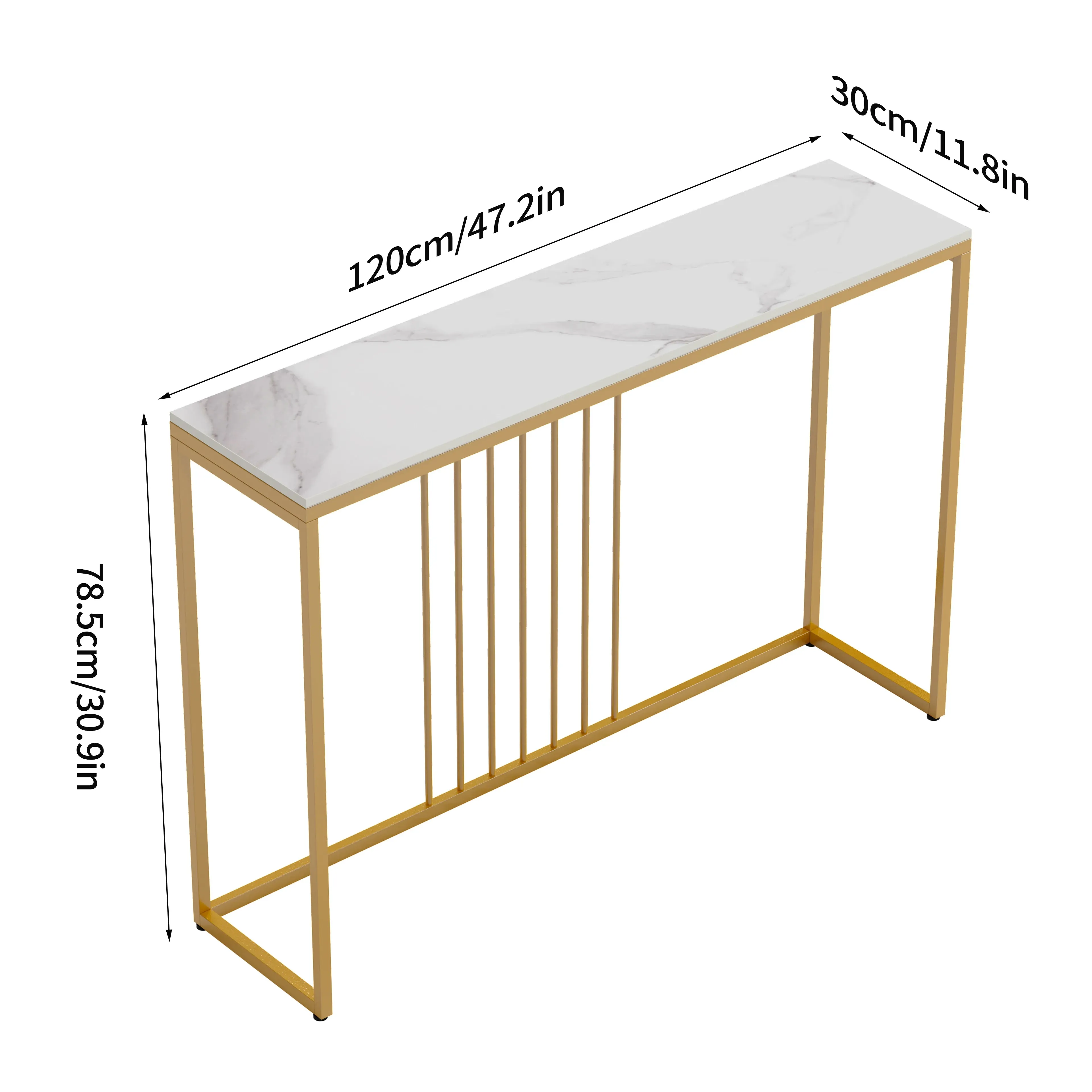 120Cm Modern Marble Slim Console Table