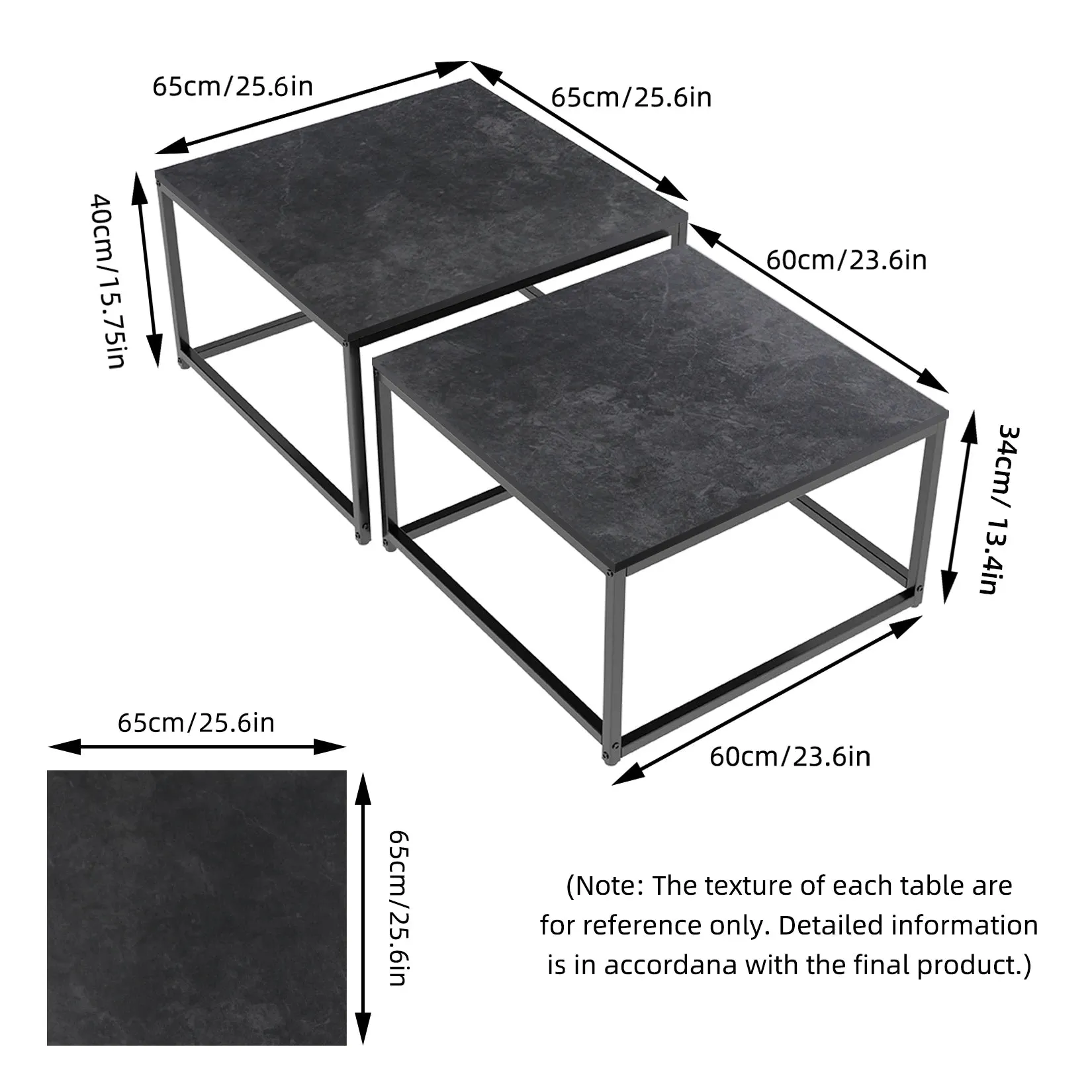 2 Marble Nesting Coffee Tables Living Room Display End Side Accent Furniture Occasional Set
