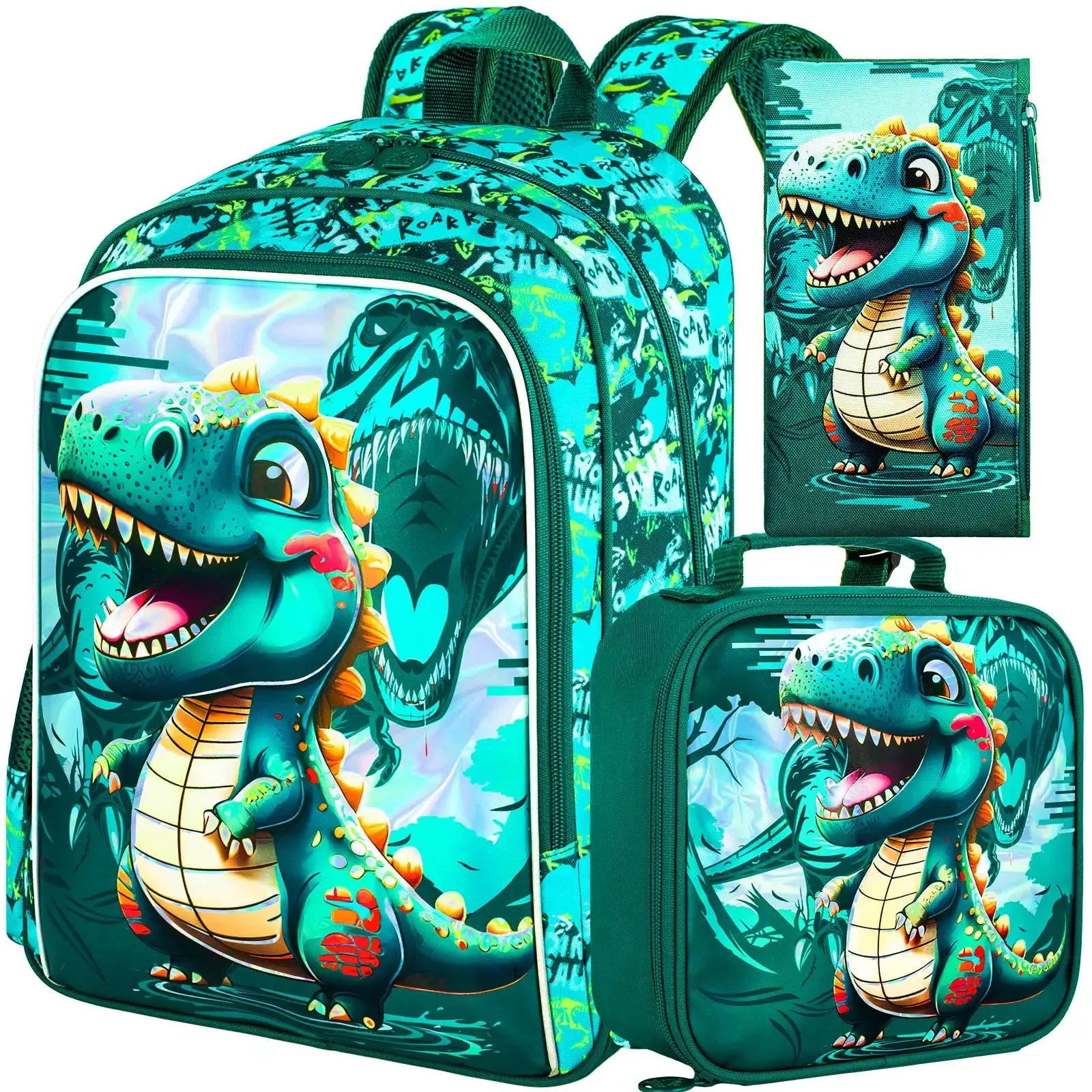 3 Piece Boys Backpack Set With Lunch Box Water Resistant For Preschool