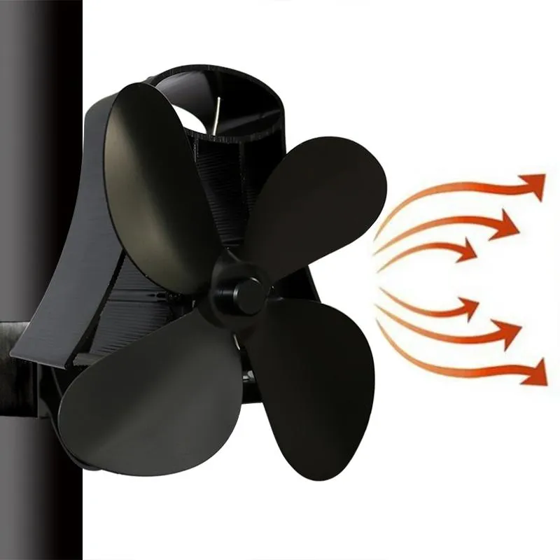 4-blade Heat Powered Fireplace Stove Fan - Aluminum