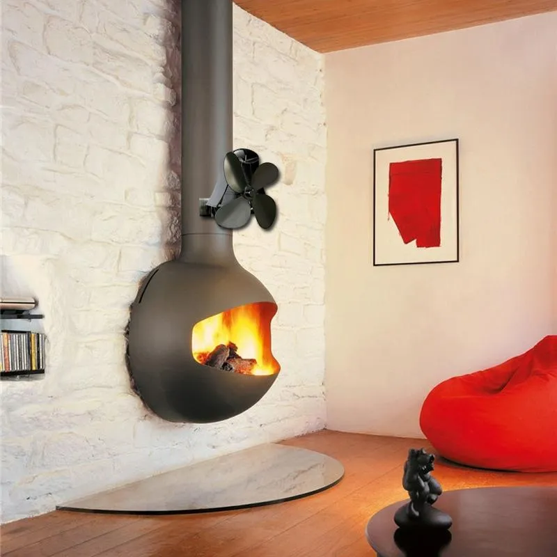4-blade Heat Powered Fireplace Stove Fan - Aluminum