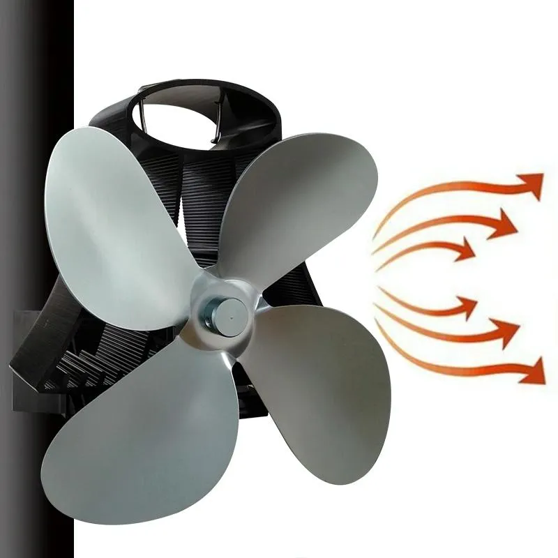 4-blade Heat Powered Fireplace Stove Fan - Aluminum
