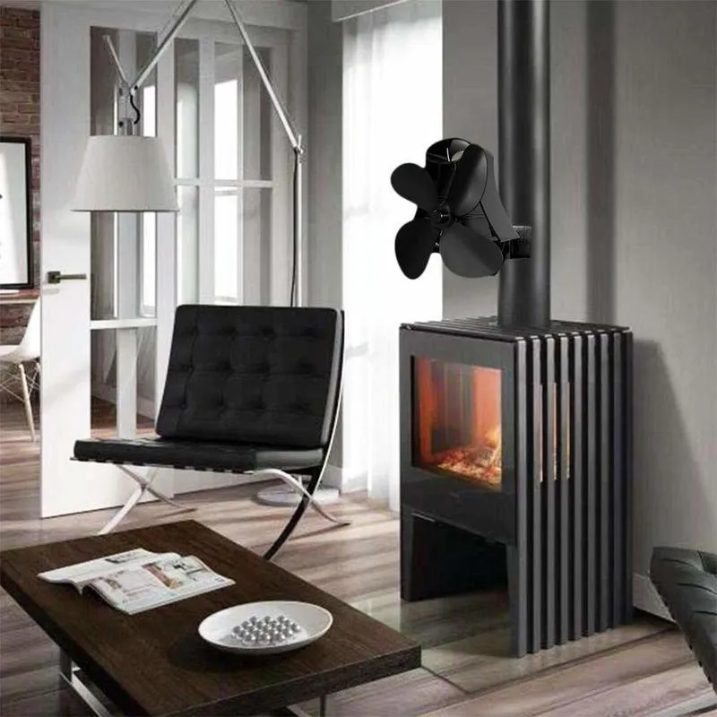 4-blade Heat Powered Fireplace Stove Fan - Aluminum