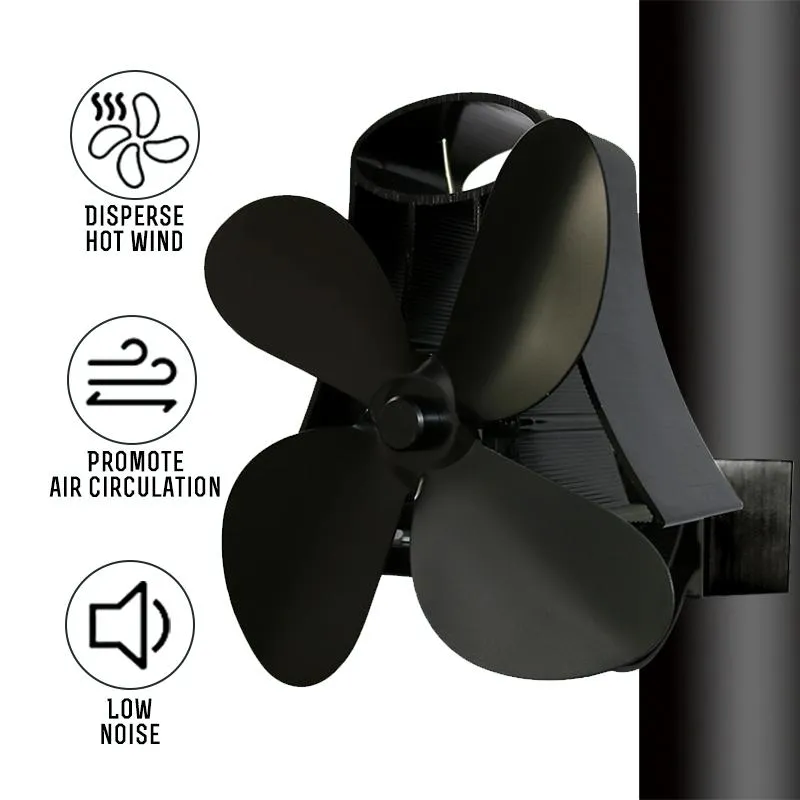 4-blade Heat Powered Fireplace Stove Fan - Aluminum