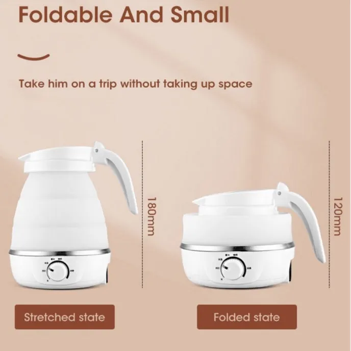 600ML Mini Folding Electric Travel Water Kettle 304 Stainless Steel Food Grade Silicone Kitchen Foldable Kettles Teapot
