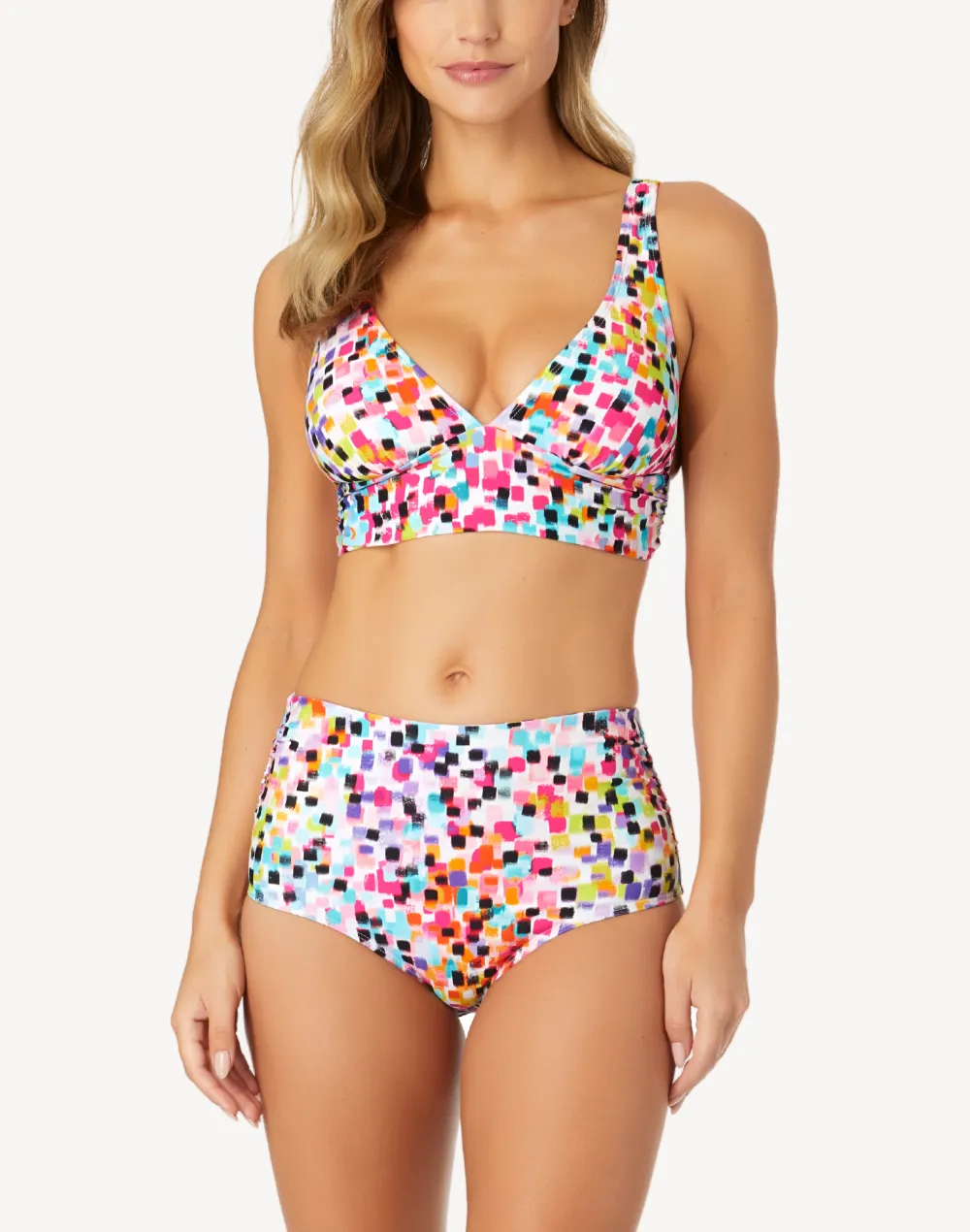 Abstract Dot Convertible Shirred Bikini Bottom