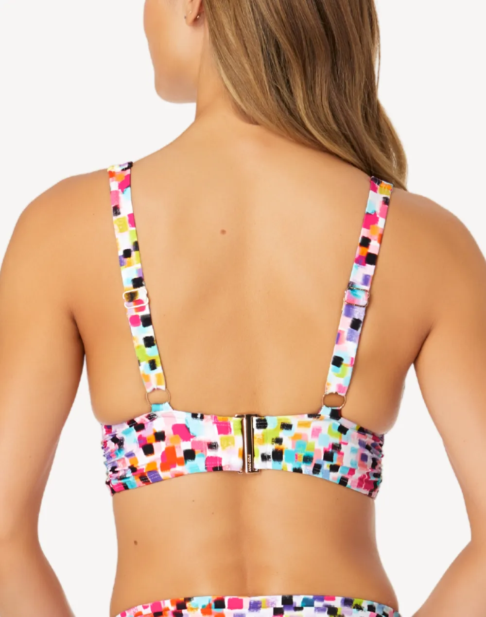 Abstract Dot Shirred Band Bikini Top