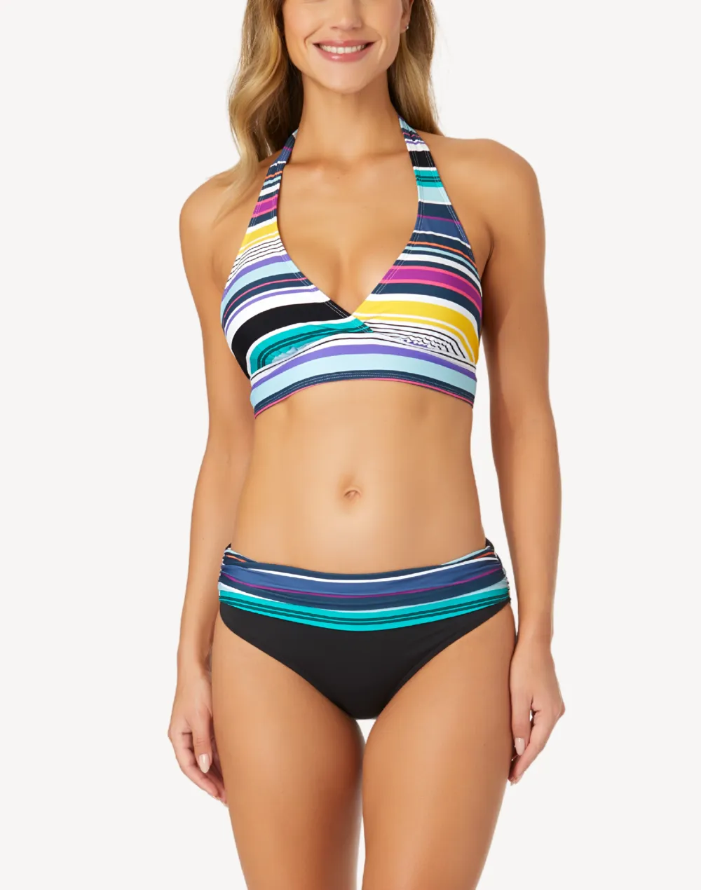 Barcode Stripe Foldover Bikini Bottom