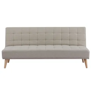 Beige 3 Seater Scandinavian Sofa Bed, Foam & S Springs