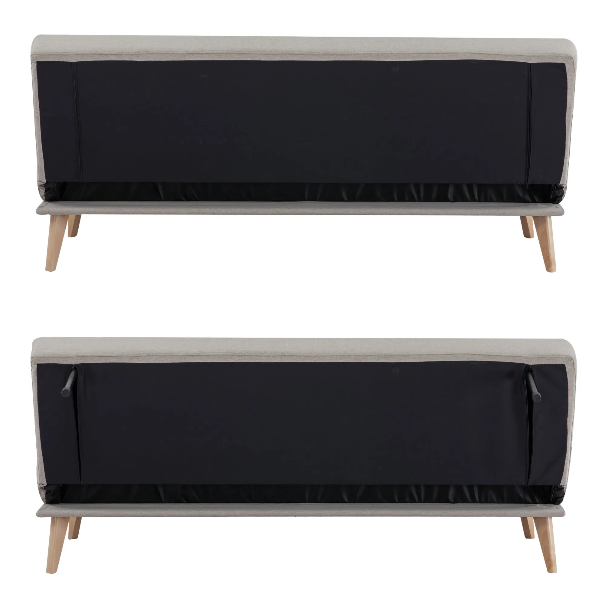 Beige 3 Seater Scandinavian Sofa Bed, Foam & S Springs