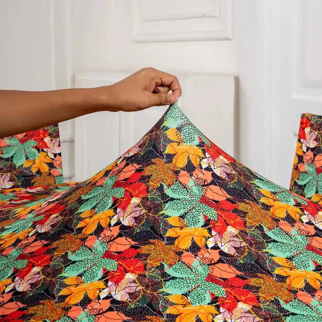 DivineTrendz Exclusive - Autumn Leaves Designers Elastic Chair & Table Cover