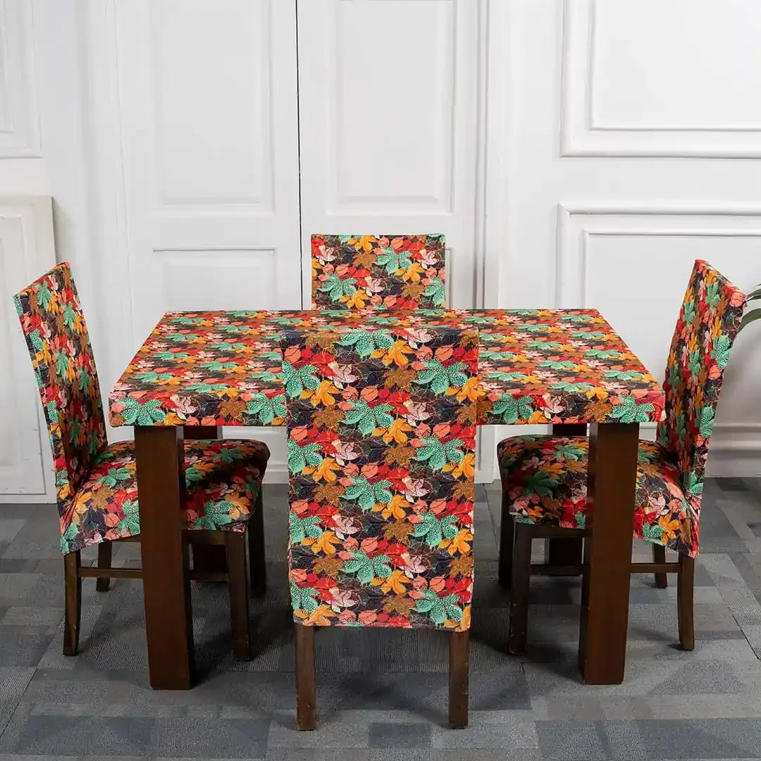 DivineTrendz Exclusive - Autumn Leaves Designers Elastic Chair & Table Cover