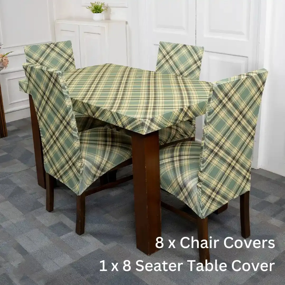 DivineTrendz Exclusive - Plaid Pattern Elastic Chair & Table Cover