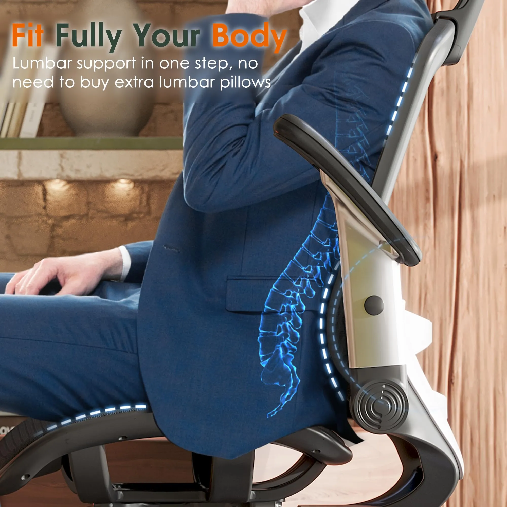 GABRYLLY Ergonomic Office Chair, High Back Home Desk Chair with Headrest, Flip-Up Arms, 90-120 Tilt Lock and Wide Cushion, Big and Tall Mesh Chairs for Man Woman, Black Task Chair